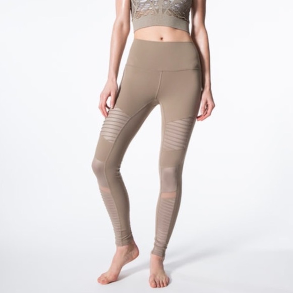 Alo High-Waist Moto Leggings, Gravel, Small